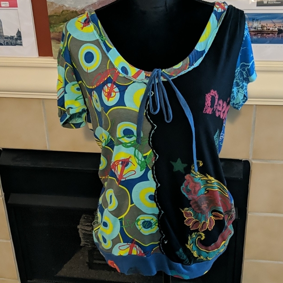 Desigual Tops - Asian pop art inspired vintage top